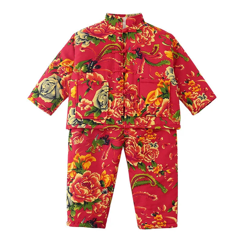 Детское платье Тан Dongbei цветок китайская ветровая куртка на хлопковой подкладке