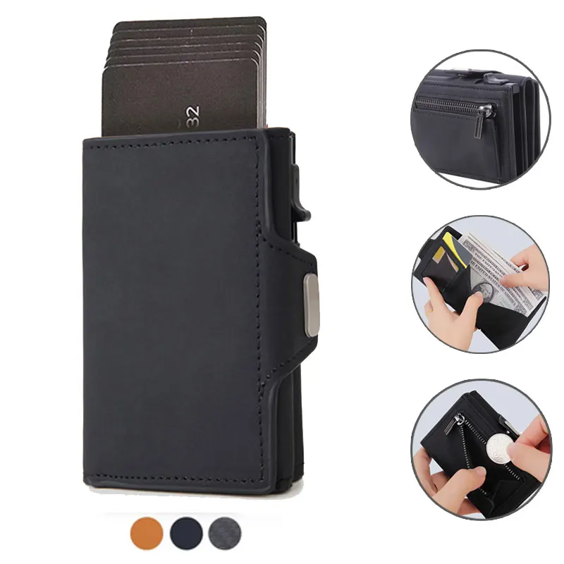 

Rfid Carbon Fiber Card Holder Men Wallets Slim Thin Coin Pocket id Bank Credit Cardholder Case Aluminum Minimalist Smart Wallet