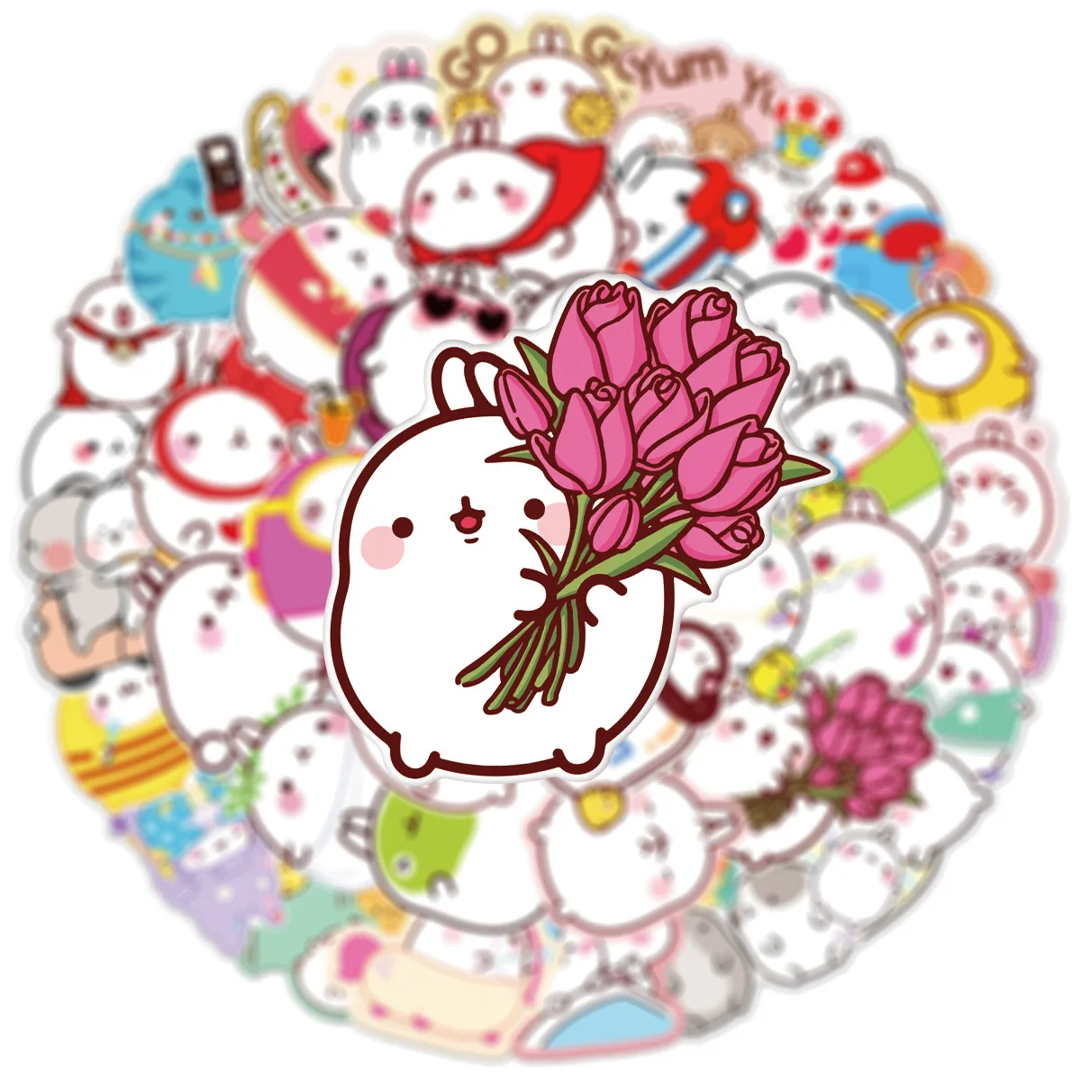 50 шт./компл. Kawaii Molang кролик ПВХ наклейка s Скрапбукинг Diy Журнал Милая эстетика