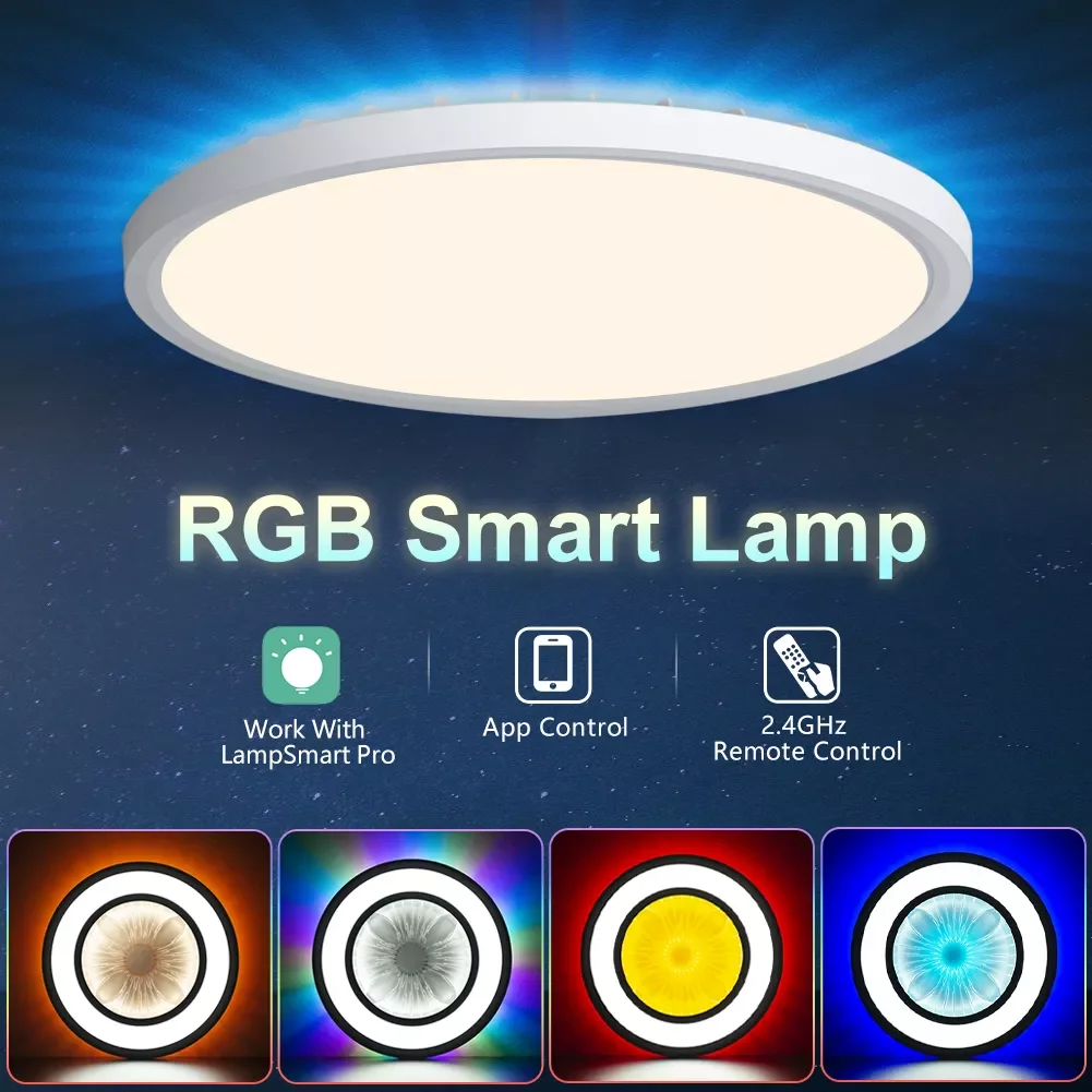 

NEW2023 LED Ceiling Lights Modern Dimmable APP Remote Control 28W lamp Smart RGB Backlight with Revolving and Gradient Lighting