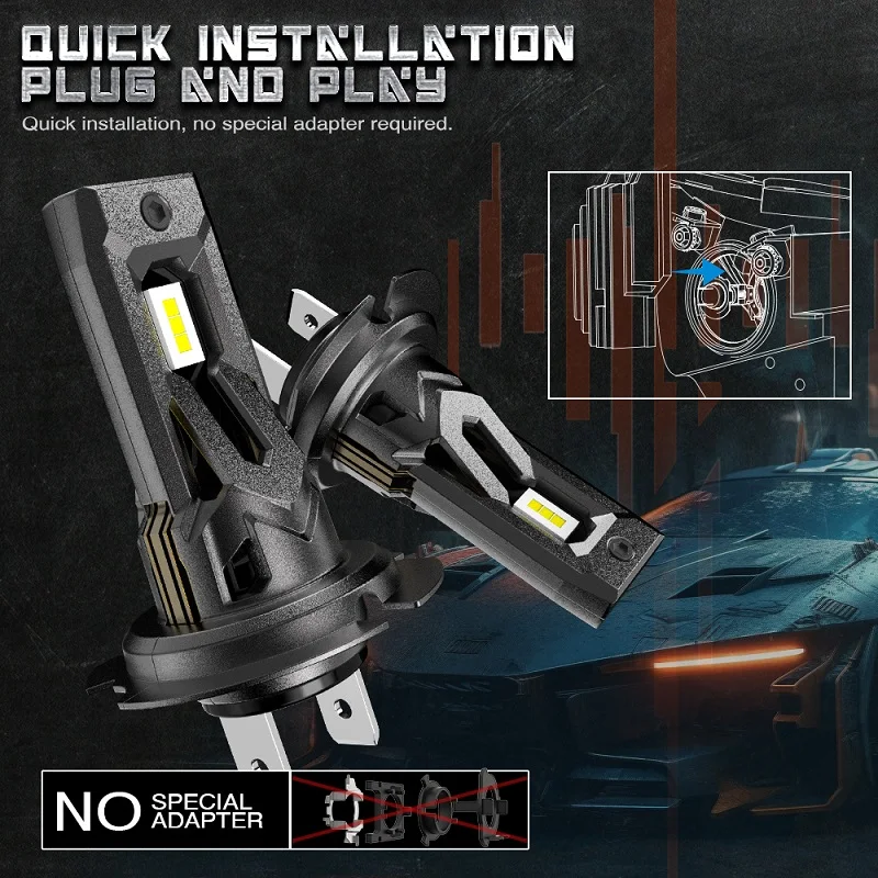 H7 LED CANBUS Lights 6000LM H4 H11 H8 H9 HB3 9005 HB4 9006 Мини-лампа 7035 CSP Беспроводные автомобильные фары