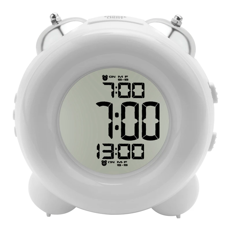 

ABHU Loud Alarm Clock Non Ticking Bedside Battery Powered With Snooze Dual Alarm Night Light For Heavy Sleepers