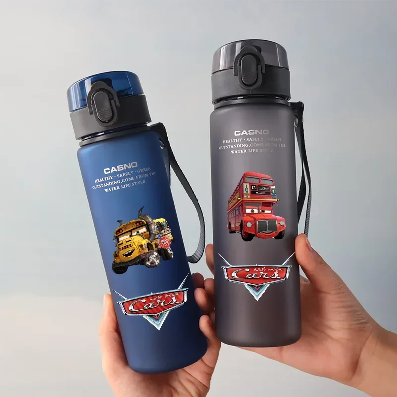 560ML Cars Cartoon Large Capacity Plastic Water Bottle Portable Leak Proof Cup Student Outdoor Sports Travel