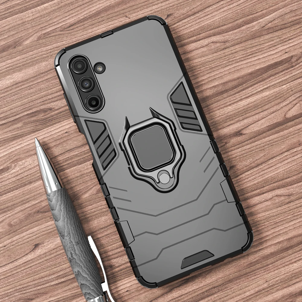 

KEYSION Shockproof Armor Case For Samsung A13 5G A52S A03S India Ring Stand Phone Back Cover for Samsung Galaxy M52 5G M32 F22