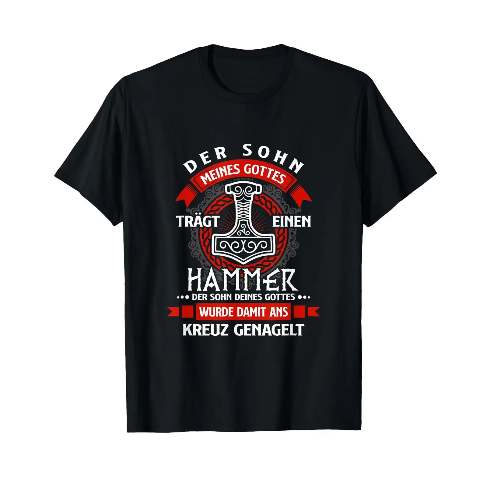 Фото Футболка унисекс The son of my God wears a hammer Der Shn Deines, винтажная, с эффектом потертости, в уличном стиле, мягкая, повседневная, универсальная, удобная №1