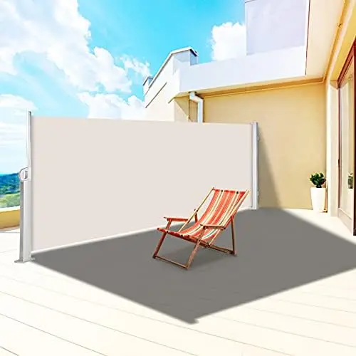 

Retractable Awnig 71''118''-Rugged Full Aluminum Rust-Proof Side Awning Sunshine Privacy Divider Wind Screen. L