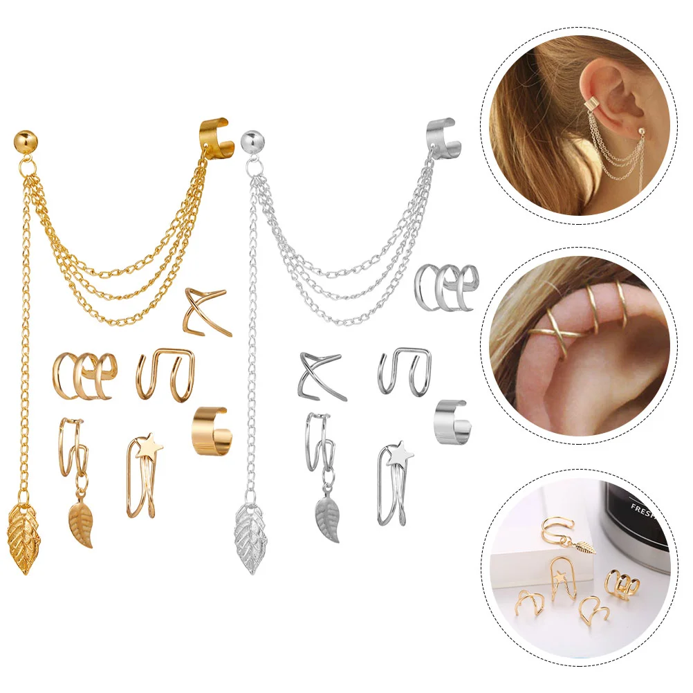 

14Pcs Decorative Ear Clip Non-pierced Ear Clamp Girl Ear Bone Clip Jewelry Gift