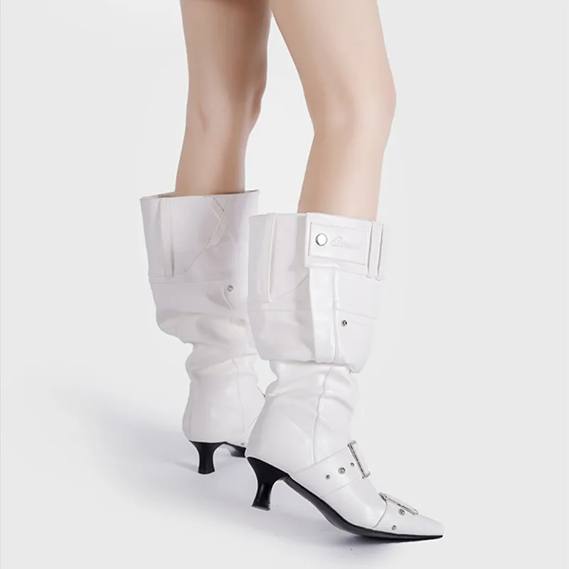 Женские сапоги до колена с острым носком на высоком каблуке из лакированной кожи