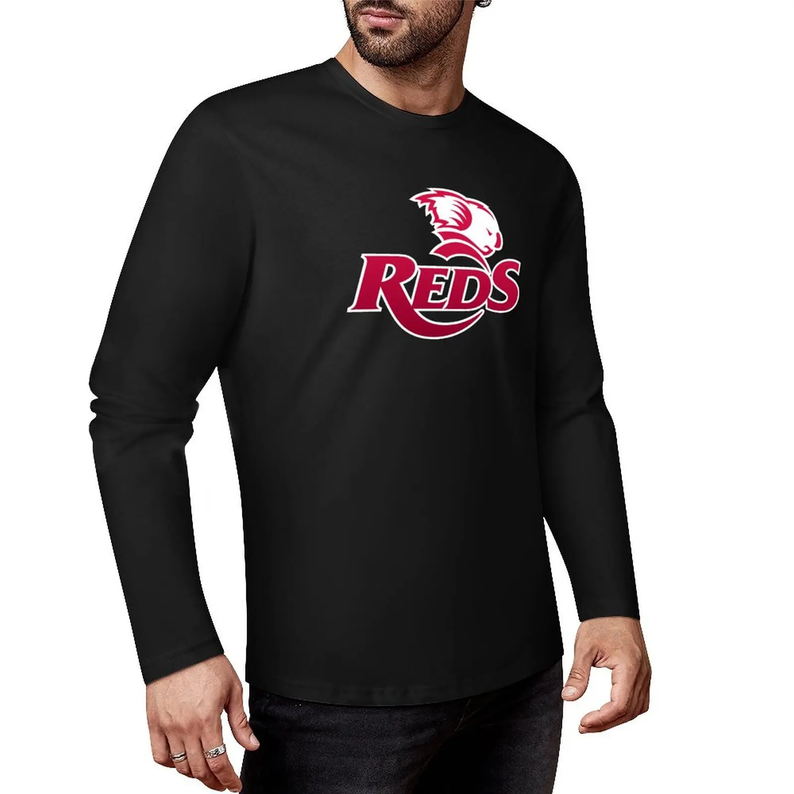 QLD красные регби длинная футболка одежда в стиле хиппи мужская для мальчика