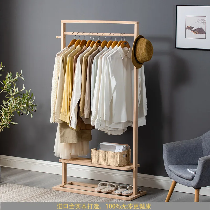 

Modern Rail Clothes Rack Wood Balcony Hang Bedroom Clothes Rack Garment Wearing Perchero Pared Clothing House Furniture WWH100YH