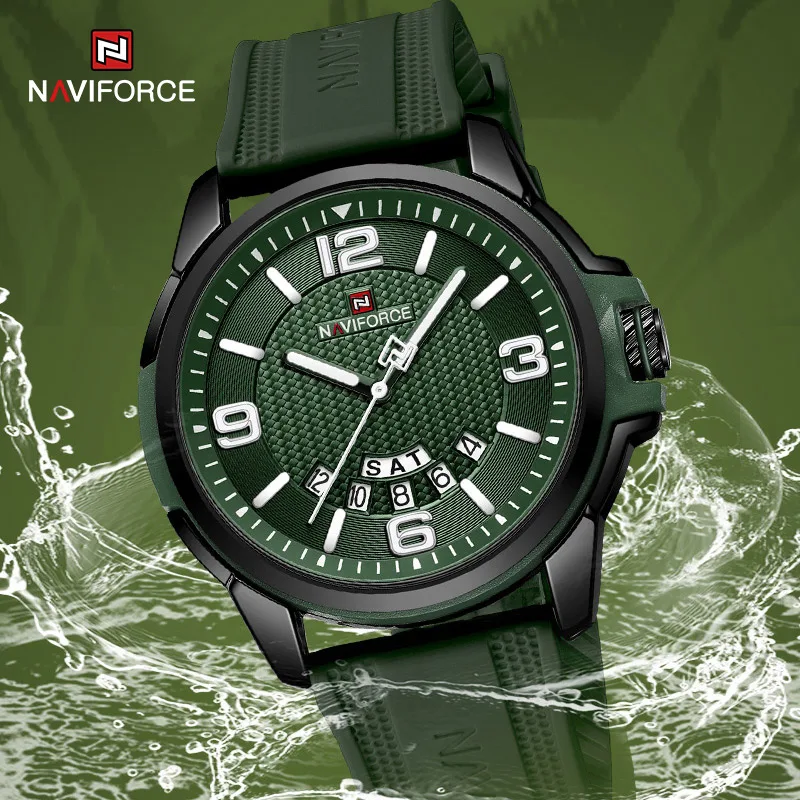 NAVIFORCE новые мужские кварцевые часы силиконовый ремешок водонепроницаемые