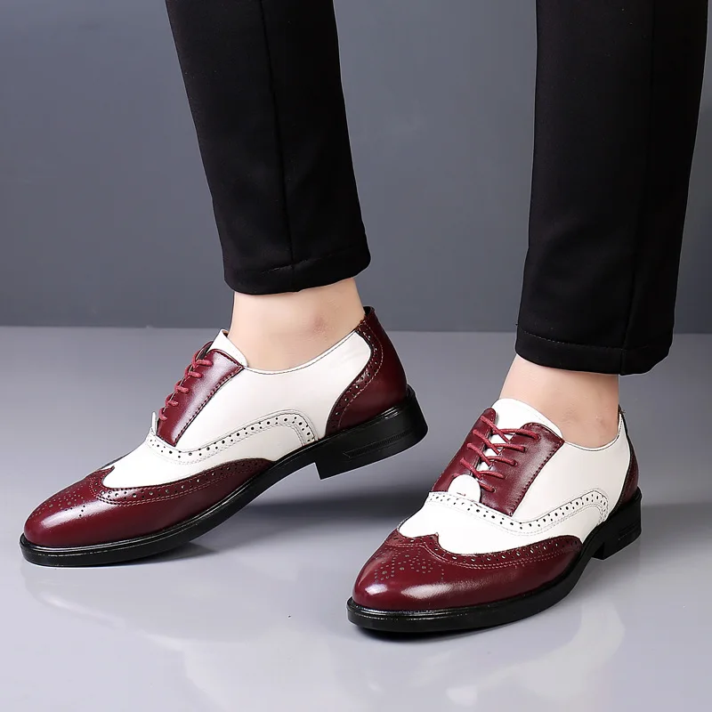 

Leather Brogues Shoes for Men Fashion Wedding Party Men's Dress Shoes Designer Male Driving Formal Shoes Lace-up Man Oxfords