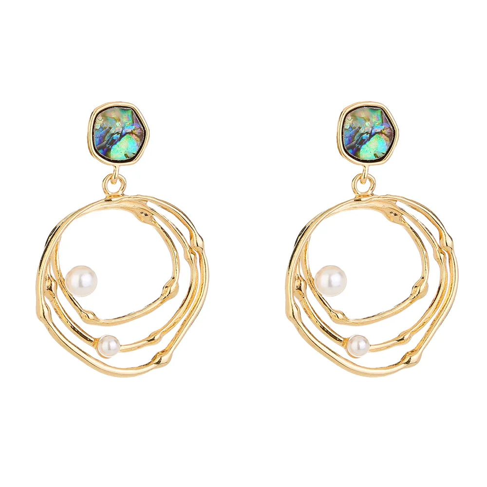 

Shell Earrings For Women Gold Color Trendy Metal Shell Cowrie Statement Dangle Earrings New Summer Beach Jewelry