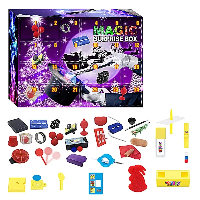 

Christmas Magic Blind Box Christmas Gifts Box Countdown Calendar Magic Props Toys 24 Grids Puzzle Toy Countdown Calendar Gift