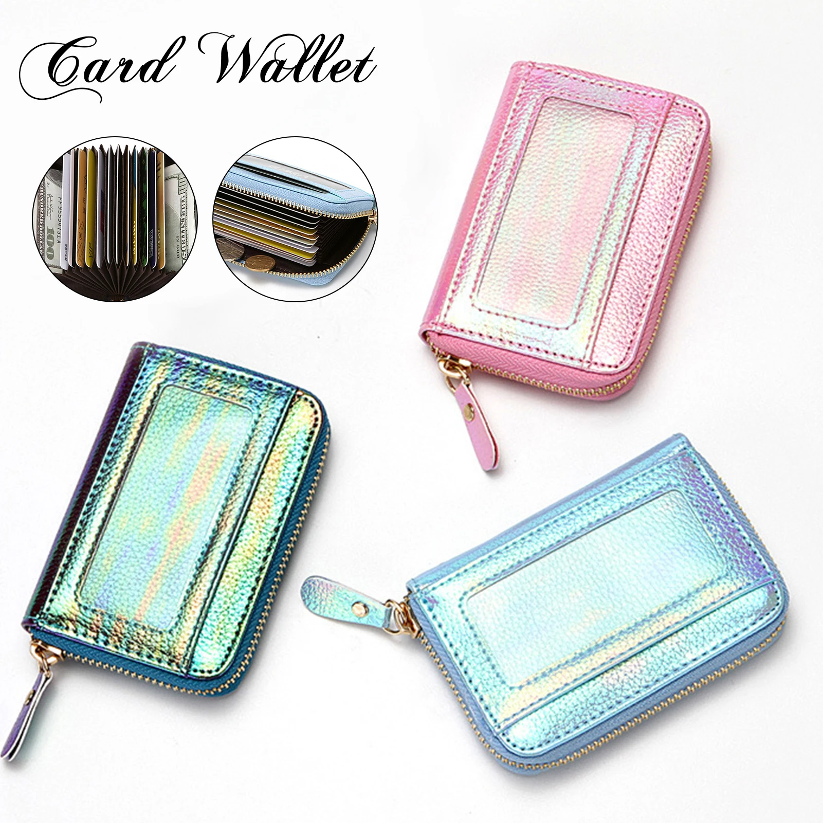

Colorful Organ Card Holder for Women Portable Multipurpose Zipper Mini Wallet Large Capacity with Multi-Card Slot Purse d88