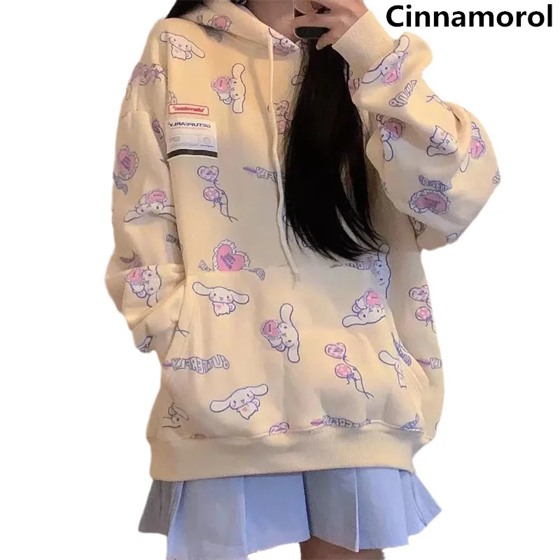 

Толстовка в стиле аниме Cinnamorol с длинным рукавом кавайная Повседневная Женская милая рубашка в стиле Харадзюку Fairycore Y2K эстетичная одежда в с...