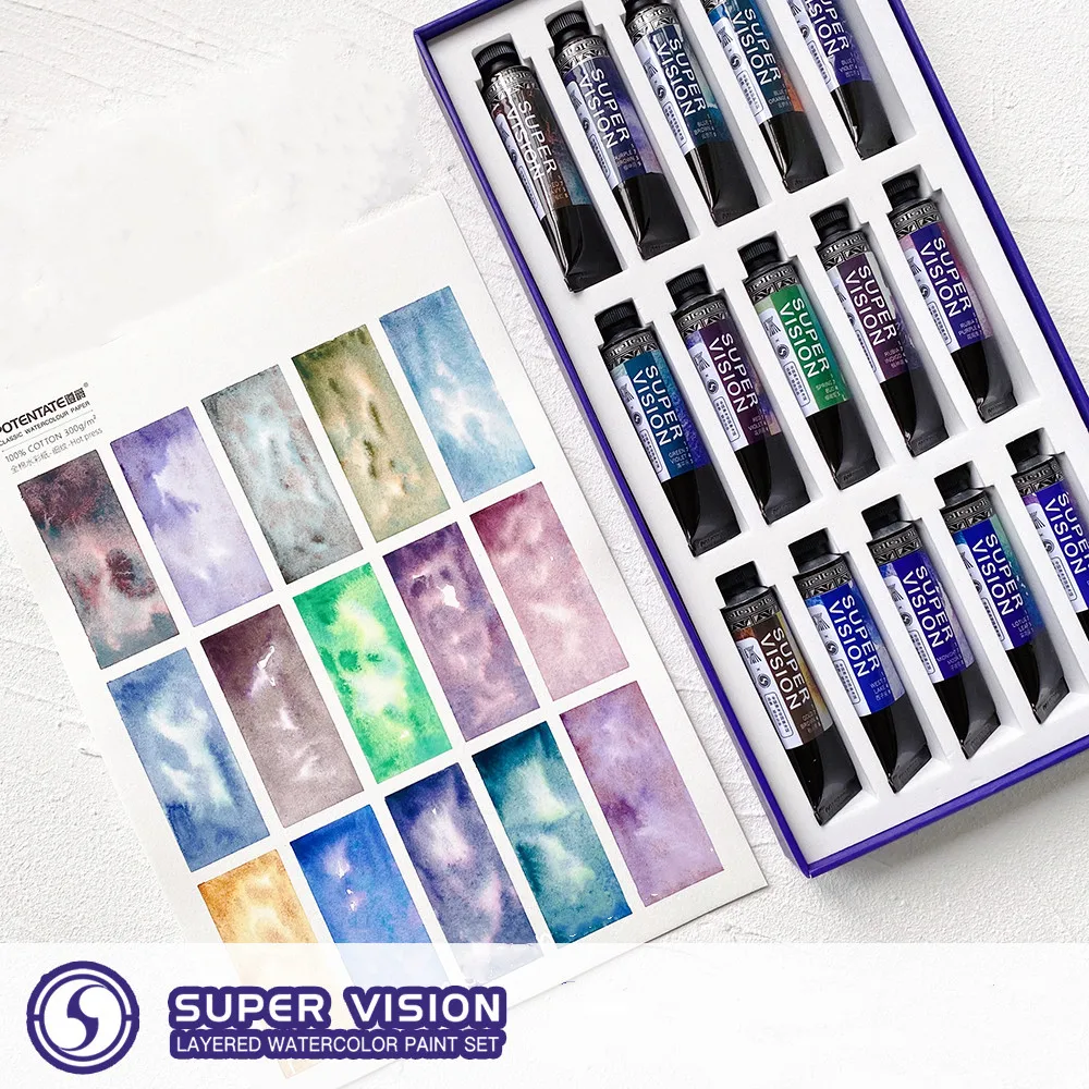 Фото Новая многослойная Акварельная краска Super Vision 15 мл/трубка минеральная текстура Античная иллюстрация цвет осадка №2