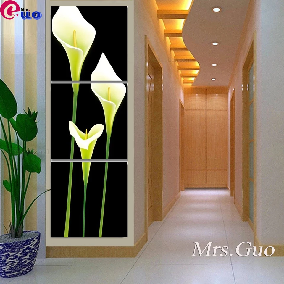 Абстрактная 5d алмазная живопись вышивка крестиком 3 шт. натюрморт калла лилия