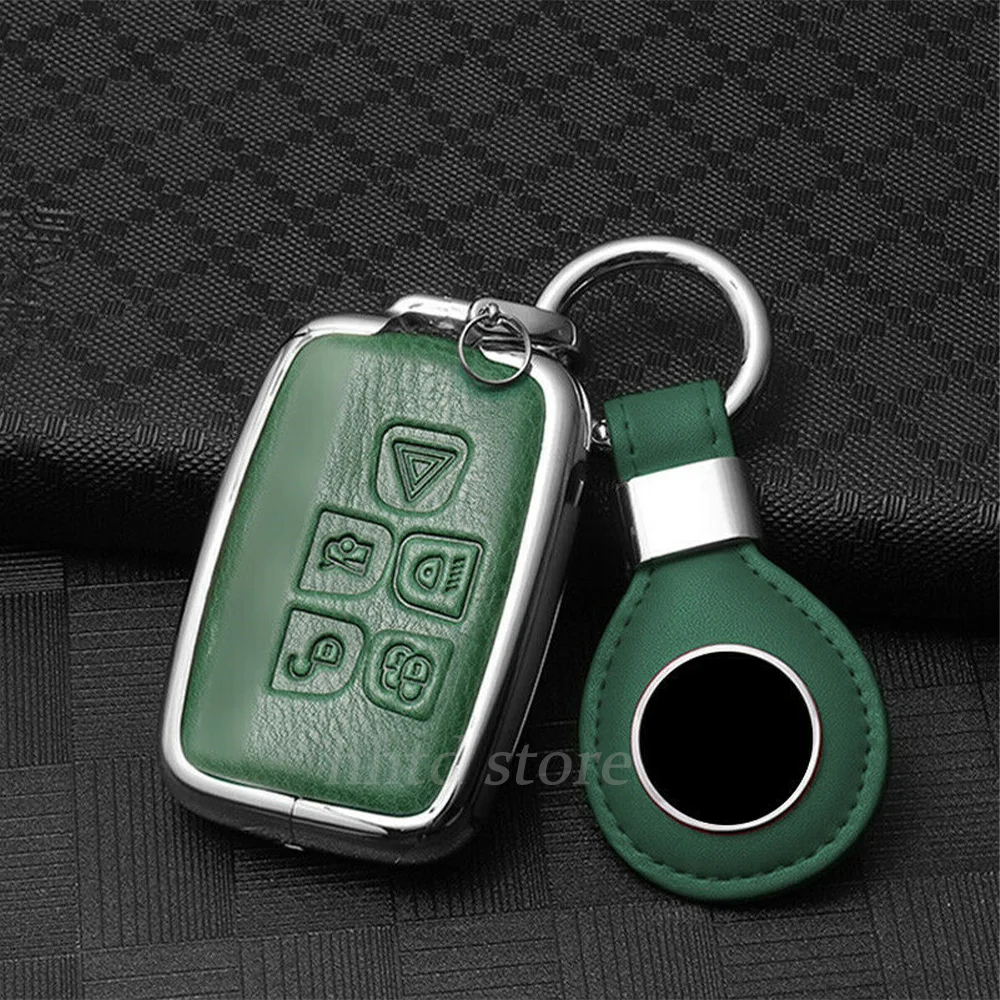 

Premium Leather Metal Car Remote Key Case Shell Cover Fob Keychain Holder For Land Range Rover Velar Evoque Jaguar Accessories