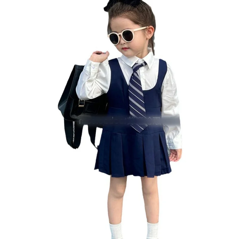 Hnq-весеннее новое платье для девочек в стиле преппи из двух частей с длинным