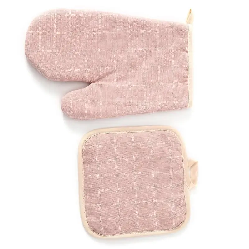 

Kitchen Potholders Pad And Stove Oven Gloves Set Mitts Heat Resistant Thermal Anti-heat Take Hot Pot Cooking Baking Gloves