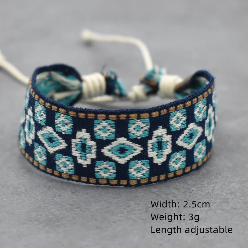 Этнический Плетеный тканевый браслет для женщин богемный на запястье