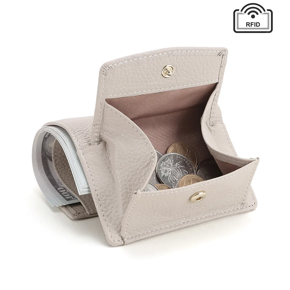 Leather Women Wallet Short 2022 New Hot-selling Mini First Layer Cowhide Coin Purse Rfid Small Card Bag