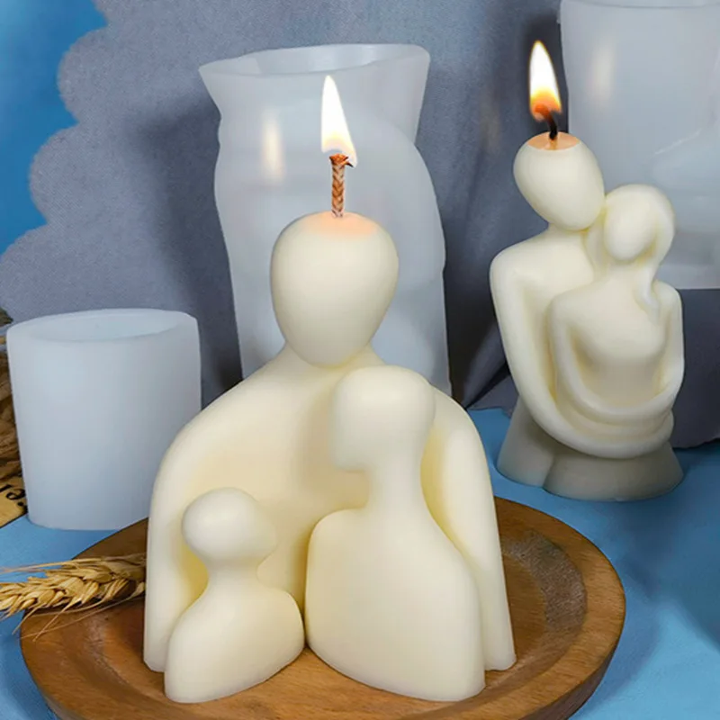 

Creative Candle Silicone Mold 3D Couple Family Abstract Human Shape Aroma Candle Making Wax Molds Soap Mould Home Ornament Decor