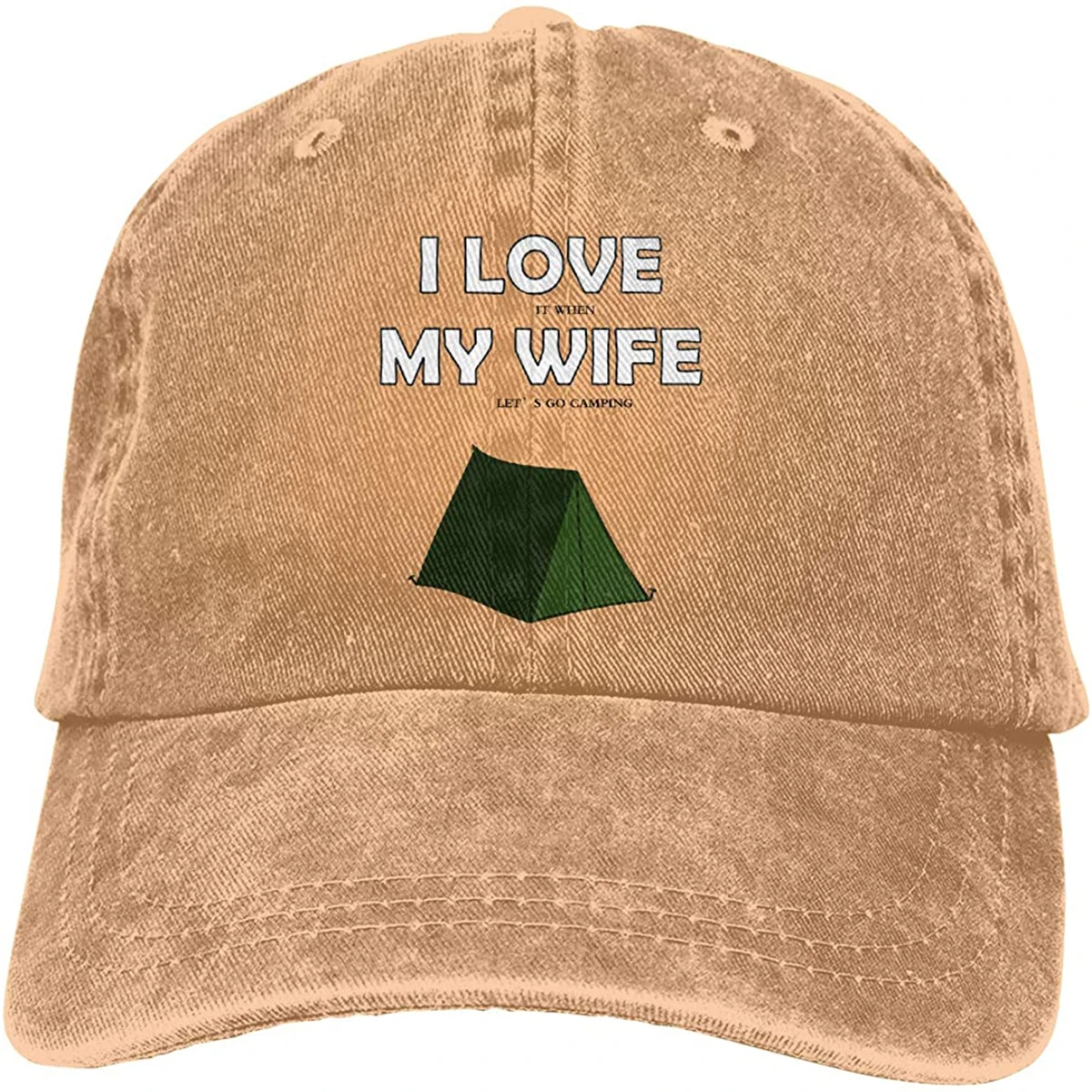 

I Love My Wife Camping Vintage Washed Twill Baseball Caps Hat Funny Humor Irony Graphics Of Adult Gift Natural Gorras Hombre