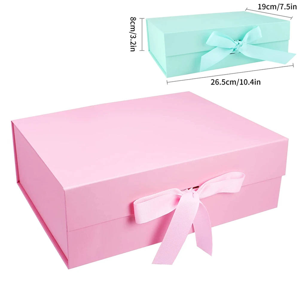 

5pcs Bow Gift Box Magnetic Flip Box Packaging Rigid Ribbon Wedding Cardboard Boxes Packaging Bowknot Box Clamshell Folding Box