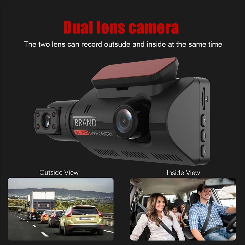 Автомобильный видеорегистратор с 2 объективами HD 1080P в черном корпусе avto