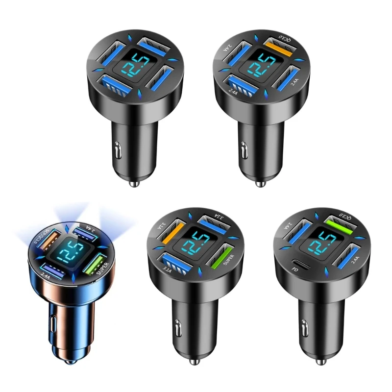 

Автомобильный Разветвитель Прикуривателя-адаптер с несколькими портами PD20W 2.4A один для четырех USB-зарядных устройств Быстрая зарядка