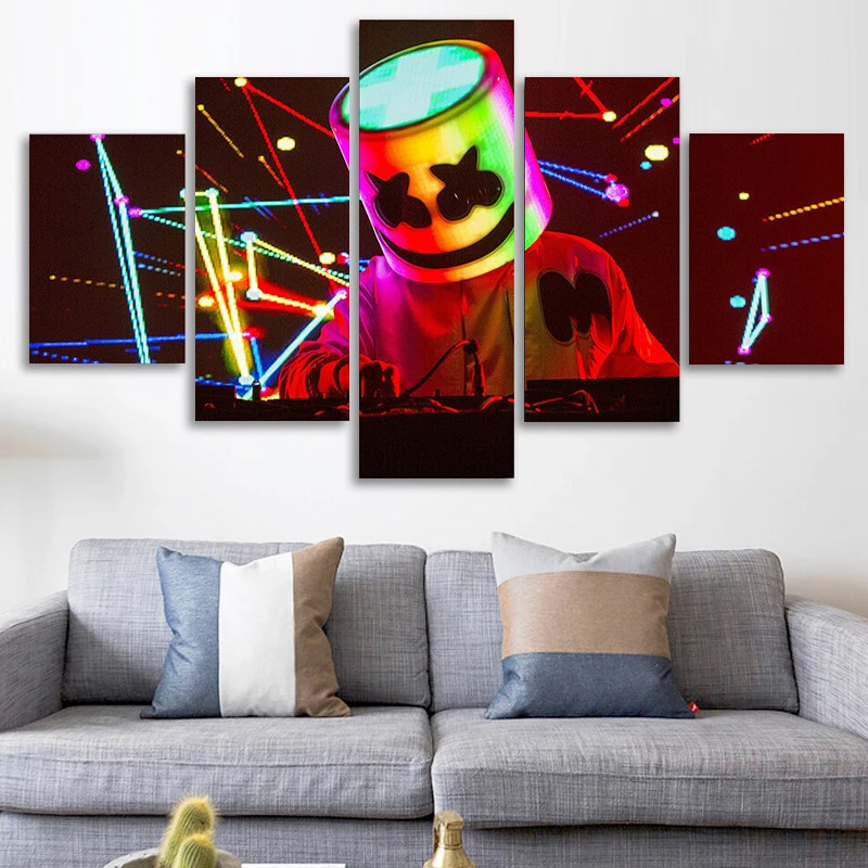 

5 Piece Canvas Wall Arts DJ Live Concert Poster Prints Living Room Modular Picture Paintings Bedroom Home Decor