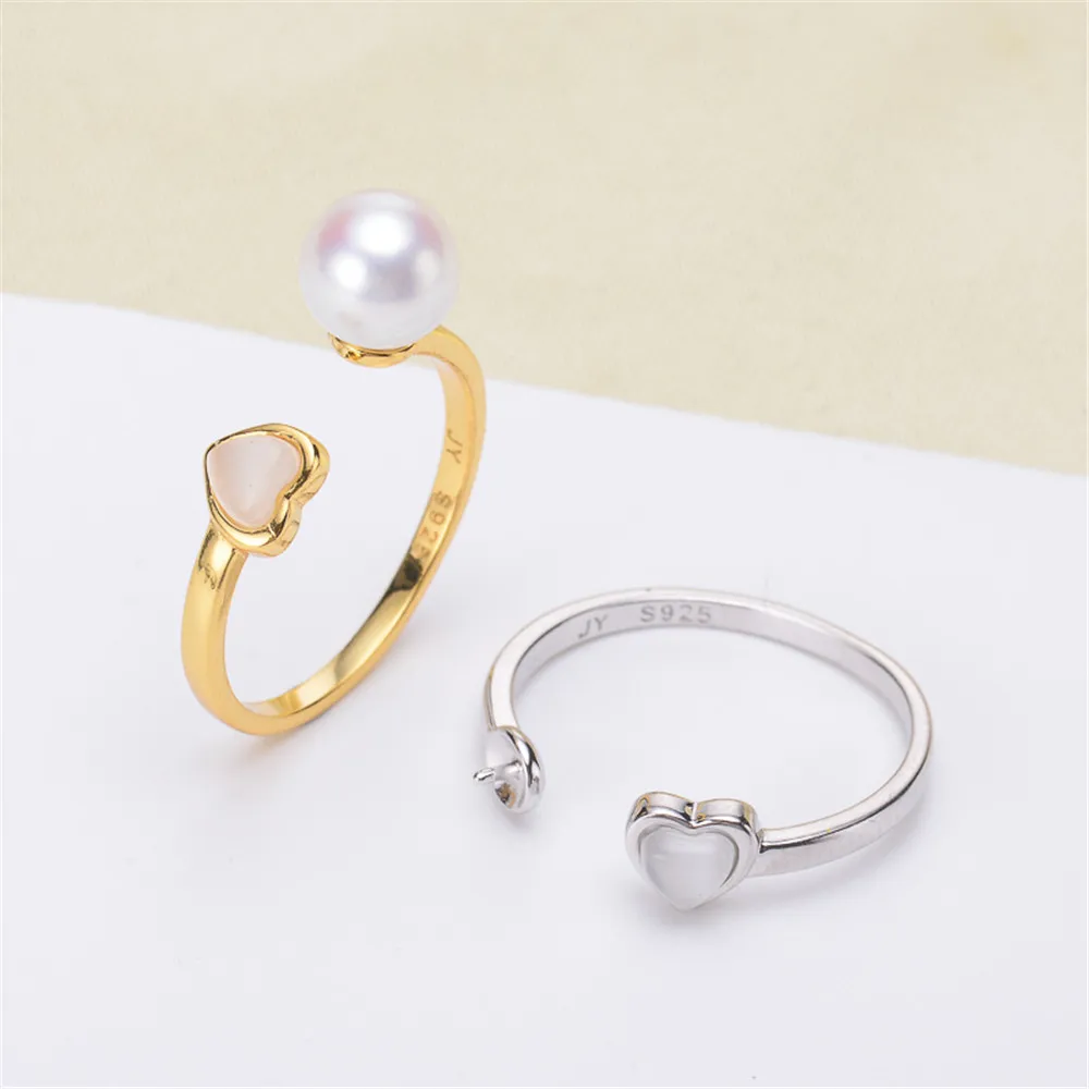 

DIY Pearl Ring Settings S925 sterling silver accessories opening ring holder is suitable for mounting 6-8mm beads