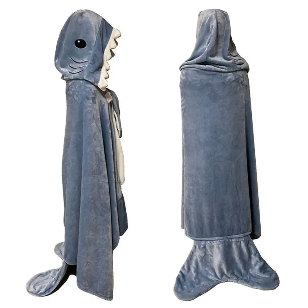 

Cartoon Shark Sleeping Bag Pajamas Flannel High Quality Hoodie Pink Soft Shark Blanket