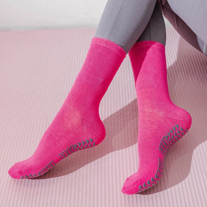 1 Pair Cotton Women Yoga Socks Ladies Anti Slip Silicone Gym Pilates Ballet Socks Fitness Sport Dance Sock Breathable Elasticity