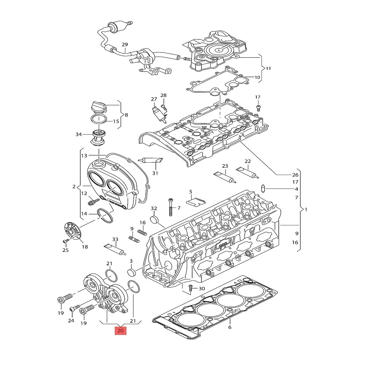 Кронштейн распредвала EA888 для VW Sharan Touran Polo Tiguan 2015-2019 1 8 T 2 0 06L103144H 06L103144D 06J103166E |