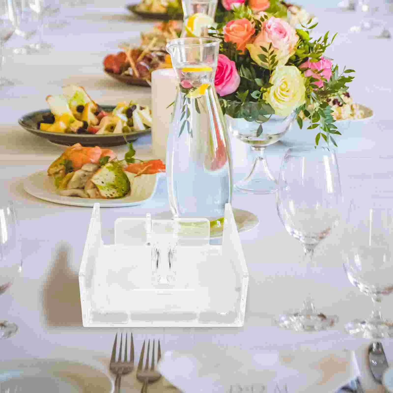 

Acrylic Napkin Holder Flat Table Stand Cocktail Tissue Dispenser Restaurant Paper Towel Kitchen Rack Home
