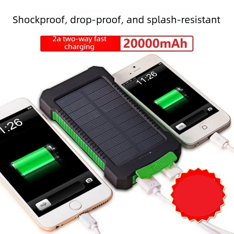 Фото Солнечный Power Bank на 10000/20000 мАч для iPhone, Huawei и Xiaomi: внешний аккумулятор большой емкости для мобильных телефонов №4