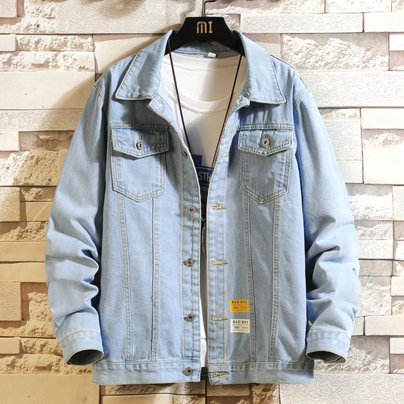 

Brand Men's Spring Autumn Denim Coat Casual Youth Loose Oversized Denim Clothing / Wild Student Classic Denim Jacket 5XL Coat