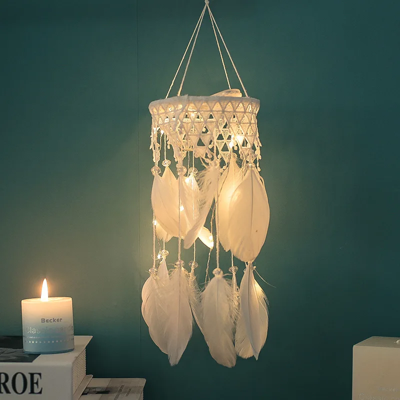 

Nordic girl heart lace wind chime lantern dream catch net pendant
