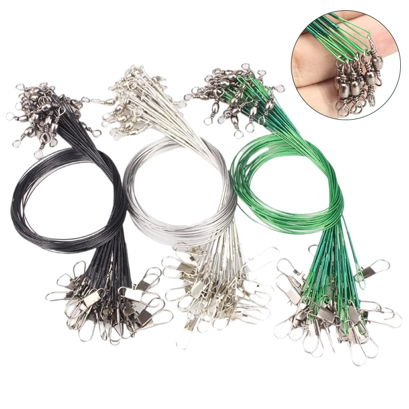

100pcs/set Wire Rope Head with Rotating Anti-bite Fishing Line Fishing Lure Accessories