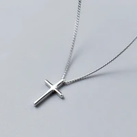 925 sterling silver female sweet necklace chain excellent elegant small cross pendant necklace for woman girl fashion jewelry