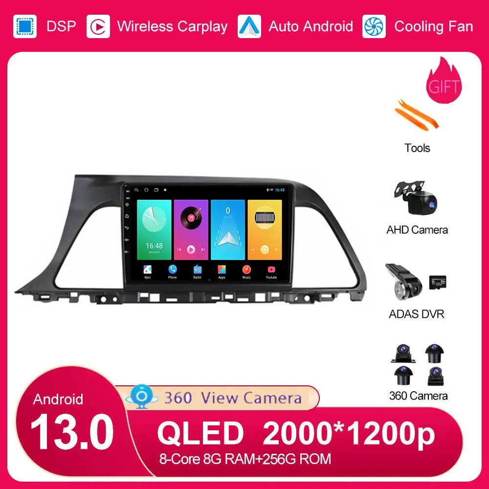 

Android 13 для Hyundai Sonata 7 LF 2014 2015 2016 2017-2010 автомагнитола мультимедийный видеоплеер навигация стерео GPS QLED IPS RSD