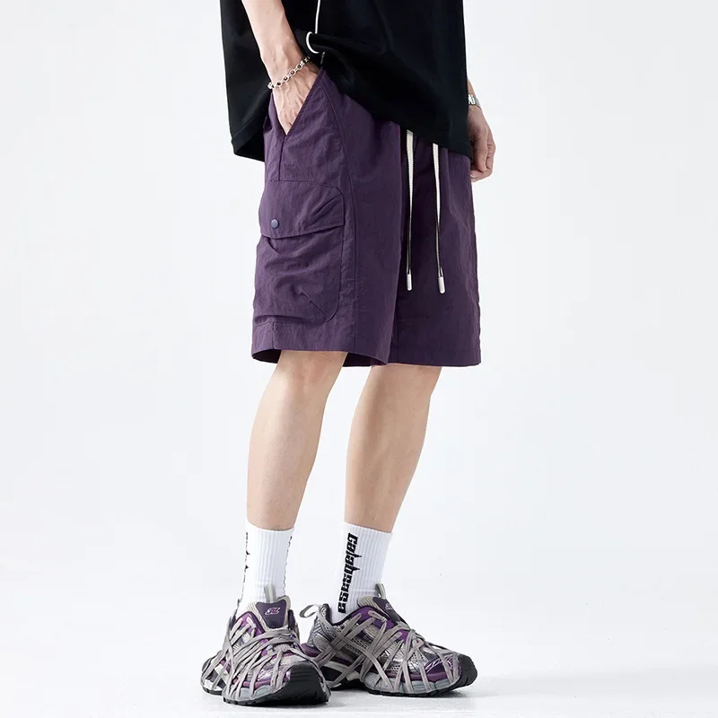 Лето 2024 модные мужские шорты свободный крой повседневный стиль длина пяти минут
