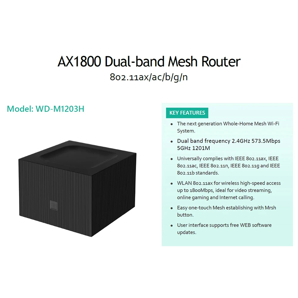

Wireless WiFi System AC1200M Whole Home Wireless WiFi System Dual Band 2.4G/5.0GHz Internal Antennas Easy Set Up Strong Signal