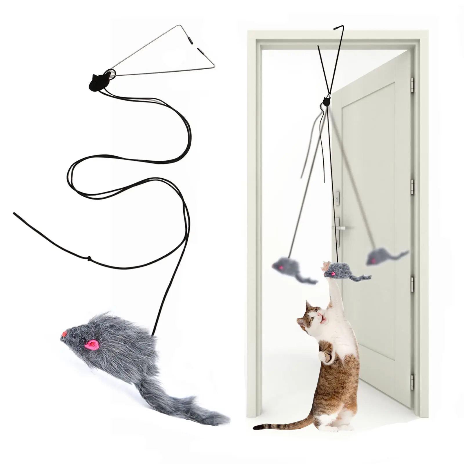 Interactive Cat Feather Toys Retractable Cat Teaser Toy Hanging Interactive cat Toys for Indoor Cats Kitten Play Chase Exercise