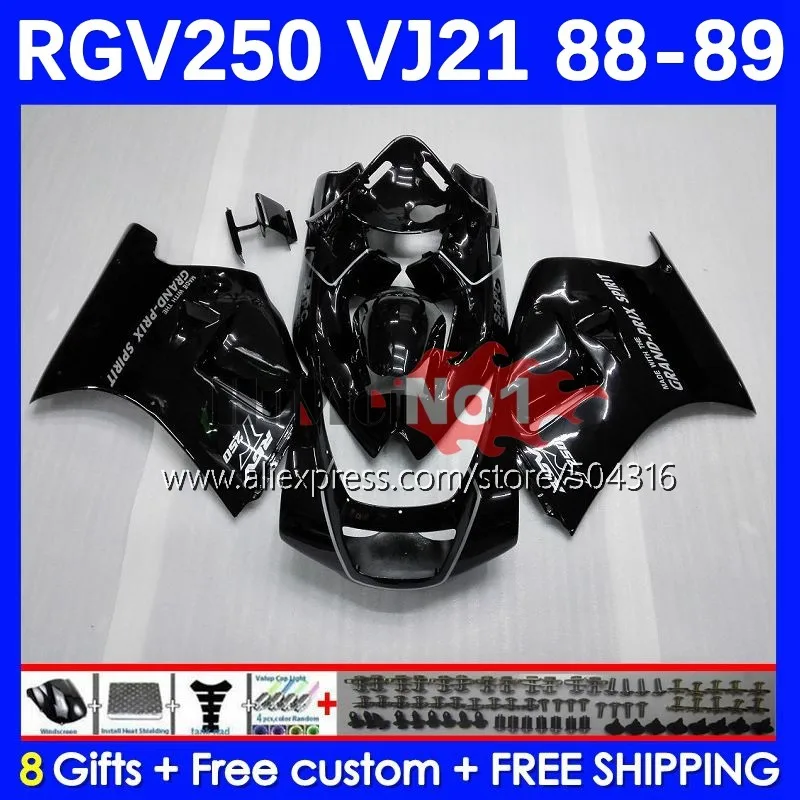

Body Kit For SUZUKI SAPC VJ21 RGV250 RGVT250 VJ 21 88-89 glossy black 40MC.1 RGV-250 RGV 250 RGVT-250 88 89 1988 1989 Fairings