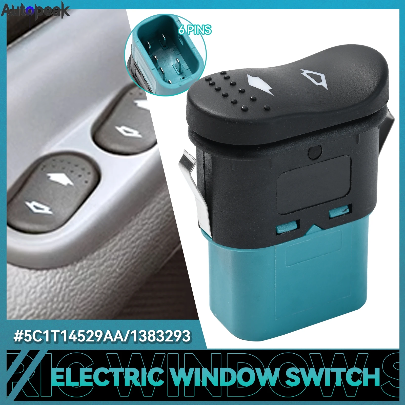 

Передний левый и правый для Ford TRANSIT MK7 2006-2014, Автомобильный Электрический переключатель для дверей и окон, одна кнопка 5C1T14529AA 1383293