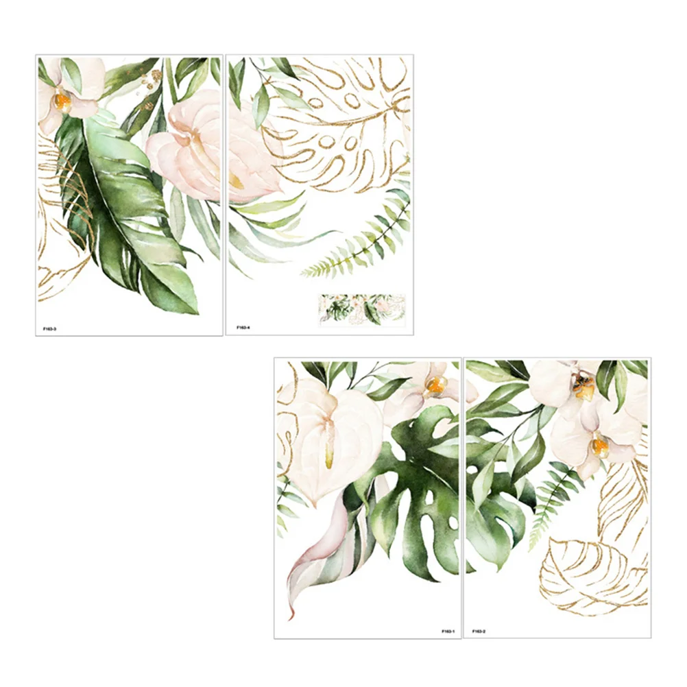 

4Sheets Decorative Leaves Sticker Delicate Living Room Decal Home Wall Sticker